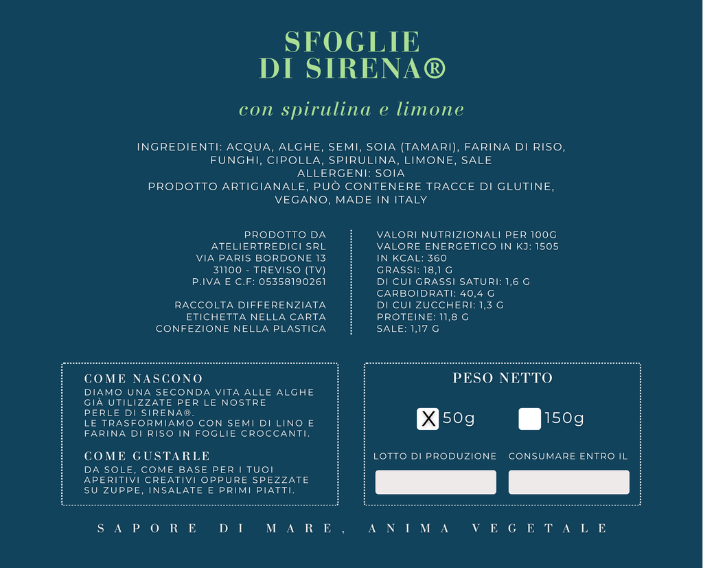 Sfoglie di Sirena spirulina e limone | 50 G