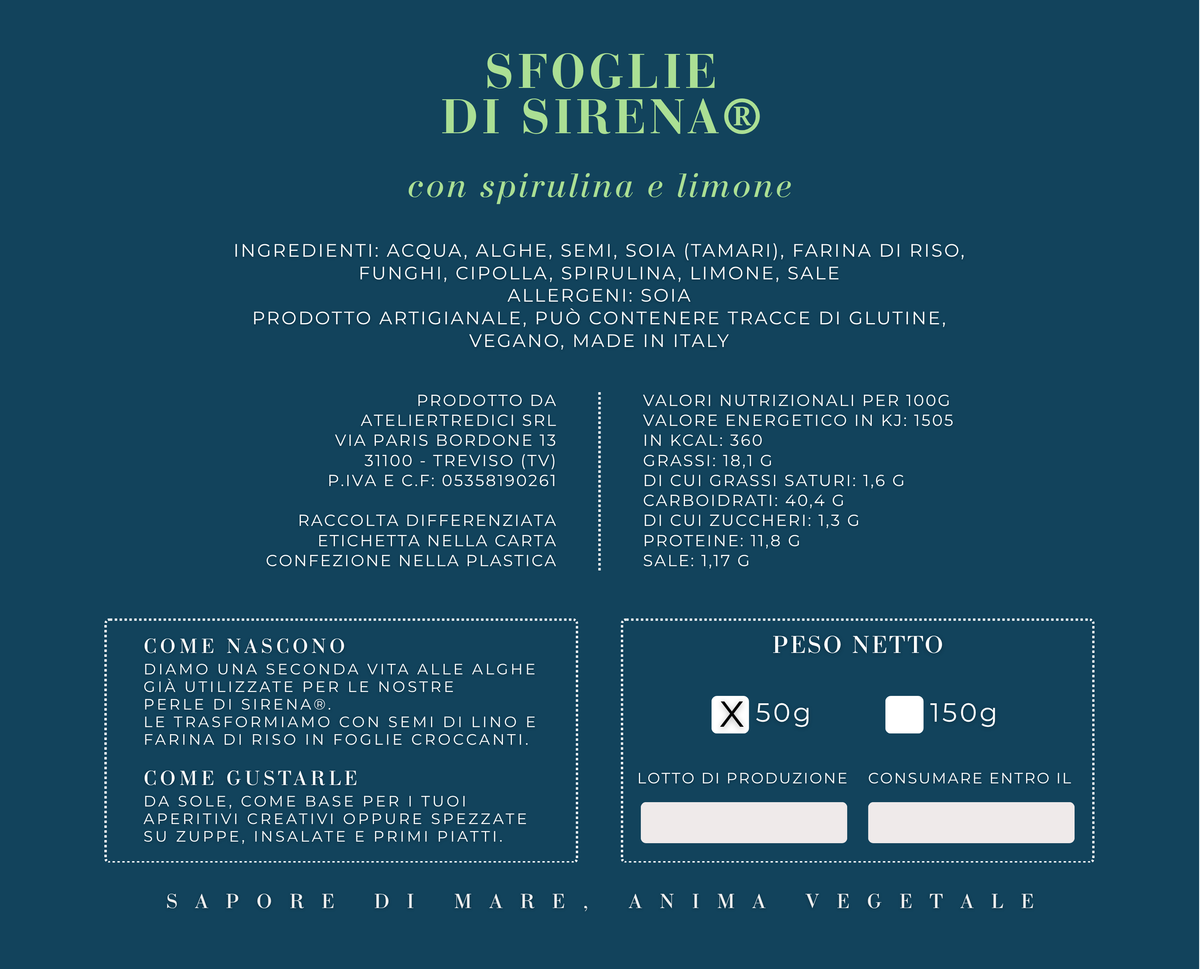 Sfoglie di Sirena spirulina e limone | 50 G