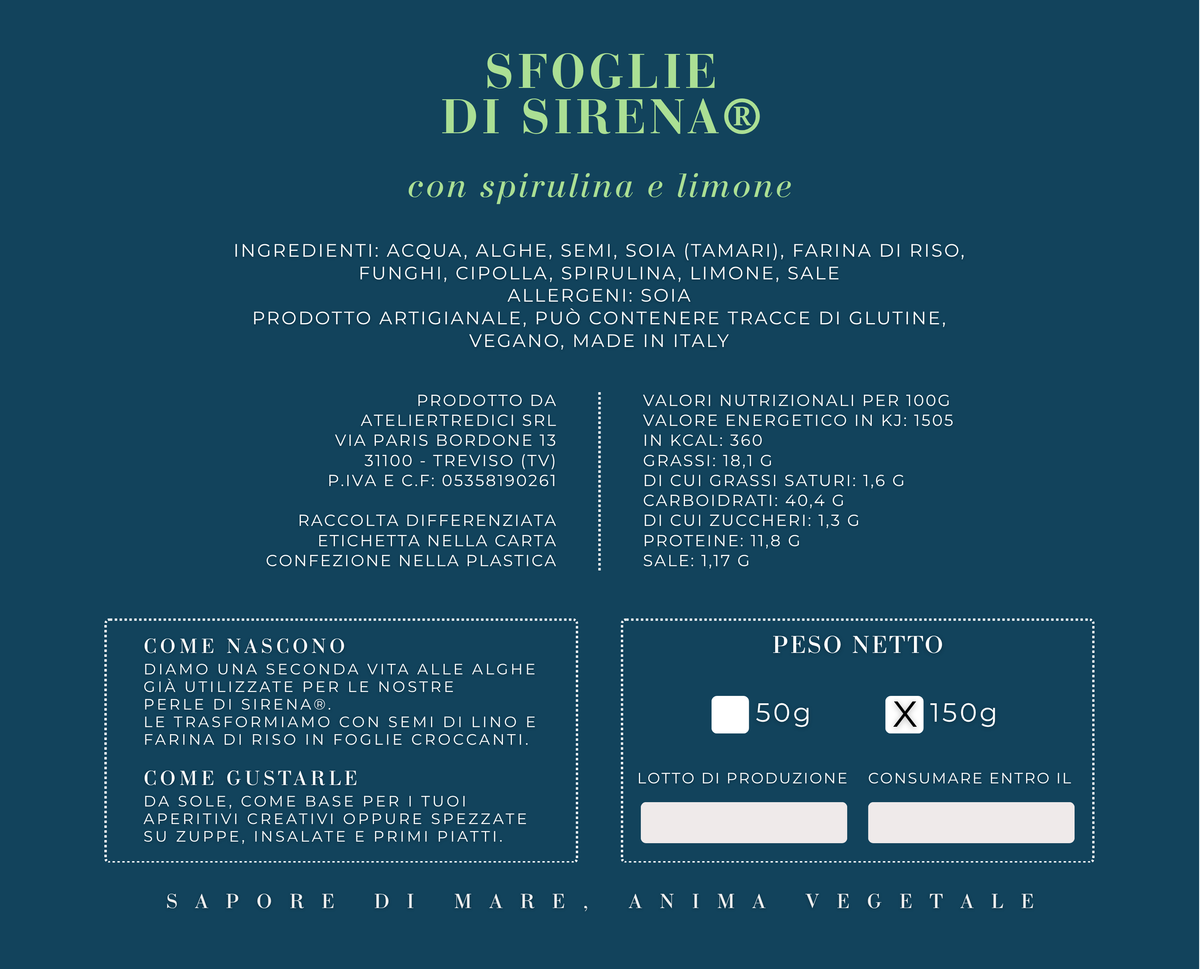 Sfoglie di Sirena spirulina e limone | 150 G
